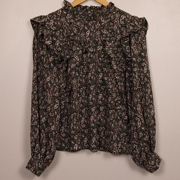 Reset Tops - Reset by Jane floral ruffle blouse-L